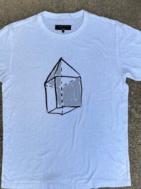 Men's Rag & Bone White SS Graphic Abstract T Shirt Sz Med
